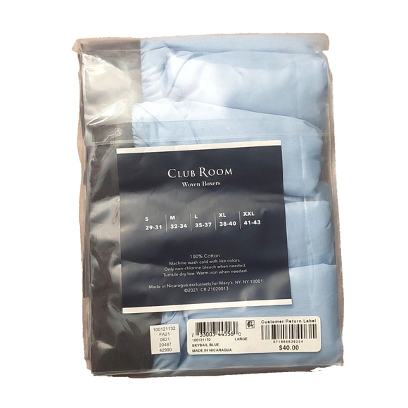 Club Room Men's Light Blue Woven Cotton Tagless 4-Pack Underwear Boxer Size L - Picture 6 of 7
